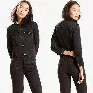 Levi's Trucker Jacket Altered Collarless Medium Black